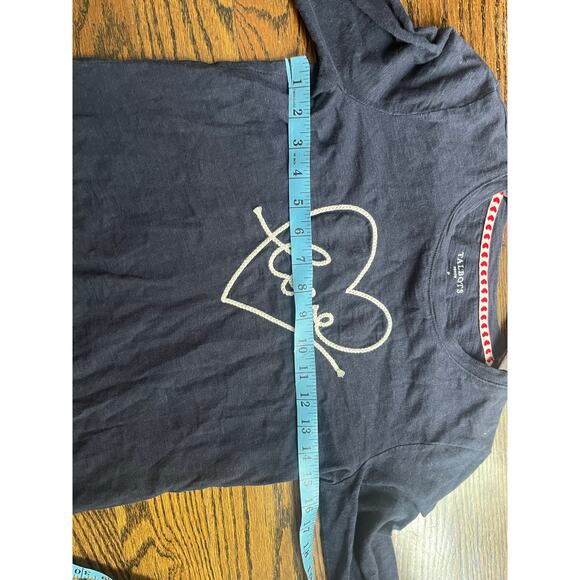 Talbots women’s crewneck top Sz. S Petite navy heart embroidery NWOT - Picture 8 of 9